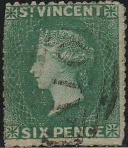 Saint Vincent, #3 Used  From 1862-66   few shaved perfs
