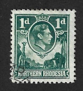 Northern Rhodesia Scott # 28 1p Used  King George VI 2019 CV $2.25