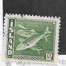 Iceland #221   10a   green Codfish  (U) CV $1.75 