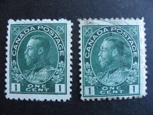 Canada 1c admiral cracked plate varieties, one really cracked used Sc 104