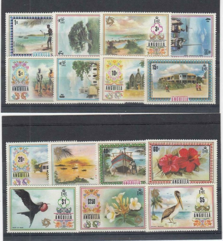 ANGUILLA (MM140) # 145-159 VF-MLH  VARc,$ 1972-75  ISLAND SCENES CAT VALUE $45 