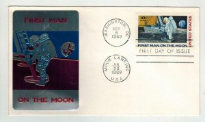 1969 Man On Moon Apollo 11 Space C76-8 Sarzin Metal Cachet Applique Interesting!