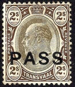 Transvaal BF4 KEVII 2/- opt PASS M/M