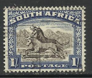 South Africa 1/-d Blue Black wildebeest stamp.( G640 )