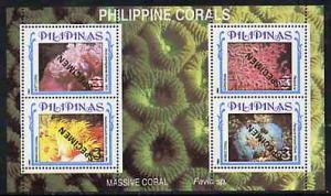 Philippines 1994 Coral perf souvenir sheet overprinted SP...