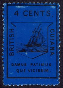 BRITISH GUIANA 1852 SHIP 4C REPRINT