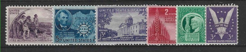 PCBstamps   US 1941-1943 Commemoratives Year Set (903-08) 6 var., MNH, (7)
