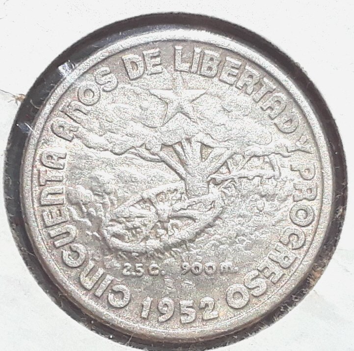 1952 Cuba Silver Coin 10c  Centenary of The Republic Circ