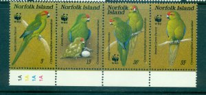 Norfolk Is. - Sc# 421. 1987 Birds, WWF. MNH Strip. $17.50.