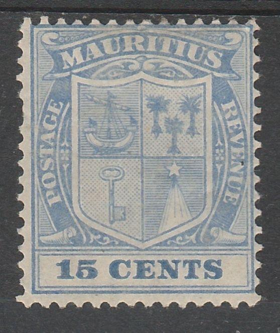 MAURITIUS 1910 ARMS 15C WMK MULTI CROWN CA