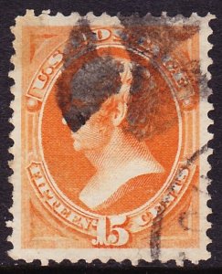 Scott 163, XF+ Used, 15c Continental Bankonte, Small Flts