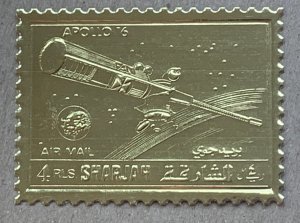 Sharjah 1972 Apollo 16 - 4R gold foil, MNH. Mi 1058A, CV €10.00