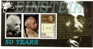 Gambia 2005 - ALBERT EINSTEIN 50 YEAR MEMORIAL SHEET OF 3 STAMPS MNH