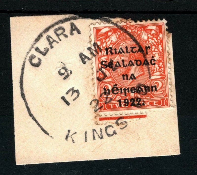 IRELAND 1922 Free State Overprints EIRE *CLARA KINGS CO* Rubber CDS Piece MA334