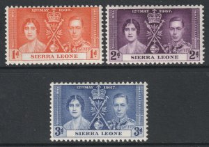 S*erra L*one Scott 170/172 - SG185/187, 1937 Coronation Set MH*