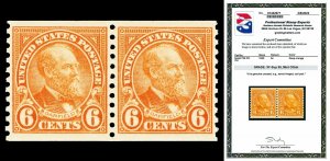 Scott 723 1932 6c Garfield Coil Mint Pair Graded XF-Sup 95 NH with PSE CERT