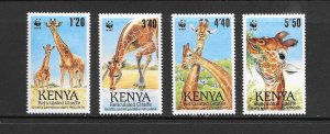 KENYA #491-4 GIRAFFES  WWF   MNH