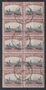 SOUTH AFRICA 1927 UNION BUILDINGS 2D LONDON PRINTING USED BLOCK PERF 14