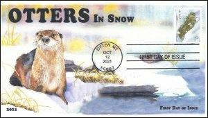 21-289, 2021, Otters in Snow, First Day Cover, Standard Postmark, Otter MT