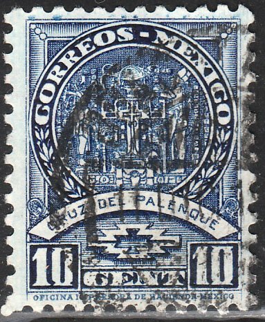 MEXICO 711, 10c PALENQUE CROSS 1934 DEFINITIVE USED (530)