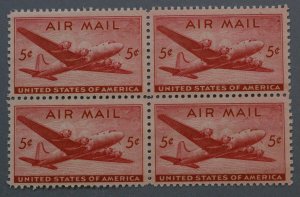 United States #C32 5 Cent Airmail Block of Four MNH