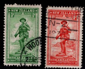 New Zealand Scott B9-B10 Used Anzac Semi-Postal stamp set