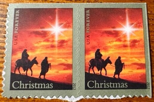 US # 4711 Holy Family & Donkey 2 pair (on each side) forever 2012 Mint NH