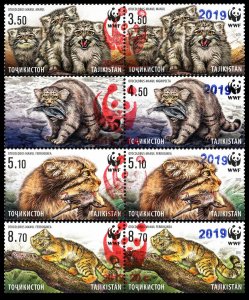 2019 Tajikistan 854-857Paar Overprint red - WWF