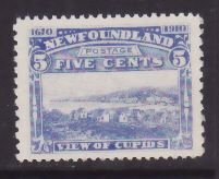 Newfoundland-Sc#91- id22-unused NH og 5c view of Cupids-perf 14x12-1897-1901-