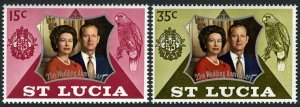 St Lucia 328-329 two sets,MNH.Michel 320-321. QE II Silver Wedding 1972.Parrot.