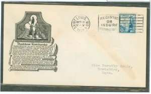 US 734 1933 5ct Thaddeus Kosciuszko commemorative (single) on an addressed (typed) first day cover with an Anderson cachet with