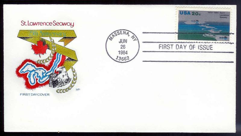 UNITED STATES FDC 20c St Lawrence Seaway 1984 Farnam