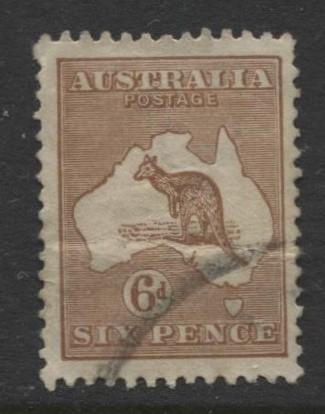 Australia - Scott 49 - Kangaroo -1915 - FU - Wmk 10 - 6d Stamp