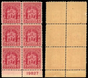 US Sc 680 MNH BLOCK of 6 w/Plate# - 1929 2¢ - Battle of Fallen Timbers-See Desc