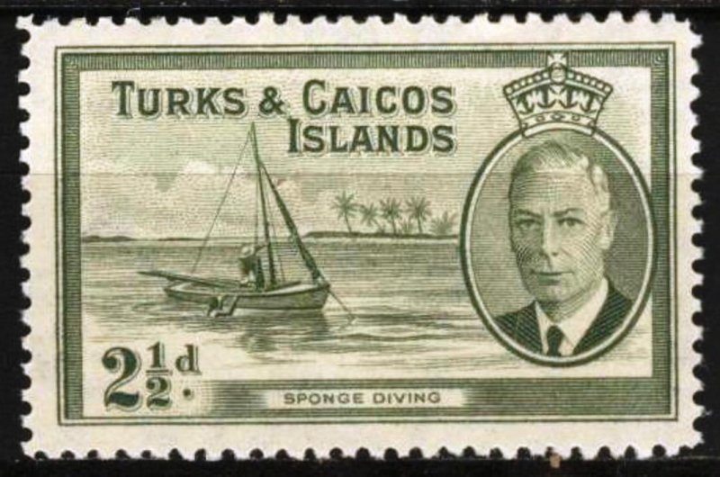 Turks and Caicos 1950 Sponge Diving Ships King George VI MNH