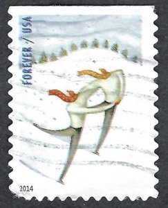 United States #4937 Forever (49¢) Winter Fun - Skater (2014). Short perf. Used