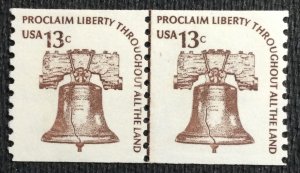 US #1618 MNH SG Coil Line Pair Liberty Bell SCV $.75