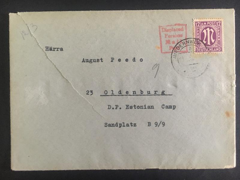 1946 Meerbeck Germany Displaced Person DP Camp Cover to Oldenburg Estonian Camps