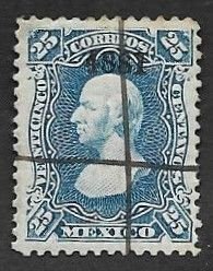 SE)1874-80 MEXICO  HIDALGO 25C SCT 109, MANUSCRIPT CANCELLATION