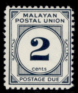 MALAYSIA - Malayan Postal Union QEII SG D23a, 2c deep slate-blue, NH MINT.