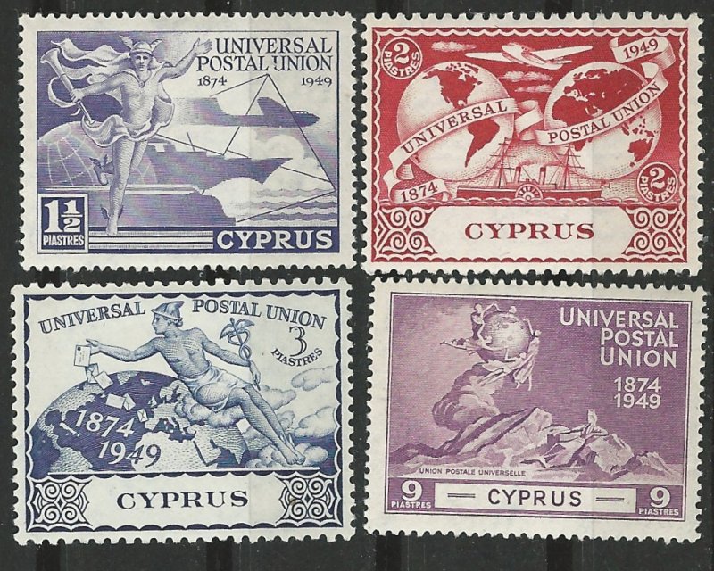 Cyprus # 160-63  UPU - 75th Anniversary 1949 (4) VF Unused