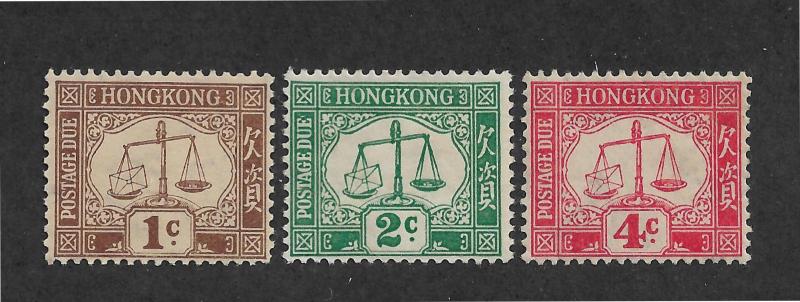 Hong Kong Scott # J1-J3 F-VF OG with nice color scv $ 95 ! see pic !