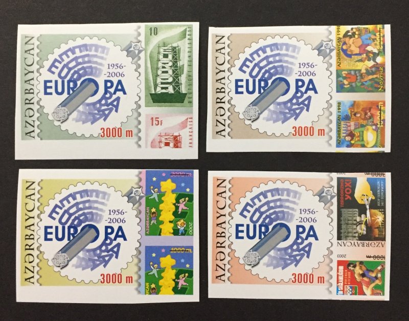 Azerbaijan 2005, #804-7 Imperforate, Europa 50th Anniversary, MNH.