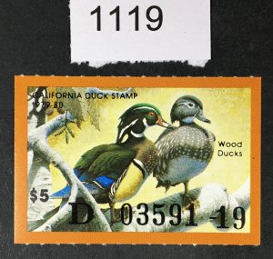 US STAMPS CALIFORNIA STATE DUCK # 10 MINT OG NH CAT. $ LOT #1119