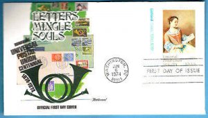 1533 - 10c UPU/LETTERS, U/A 1974 FLEETWOOD  FIRST DAY COVER.