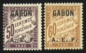 GABON Sc J7-8 F-VF/MH - 1928 Postage due stamps of France ovpt - See Description