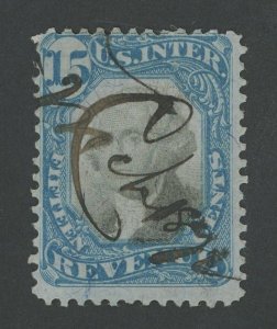USA R110 - 15 cent 2nd Issue Revenue - Fine Used with manuscript cxl - Cat $100