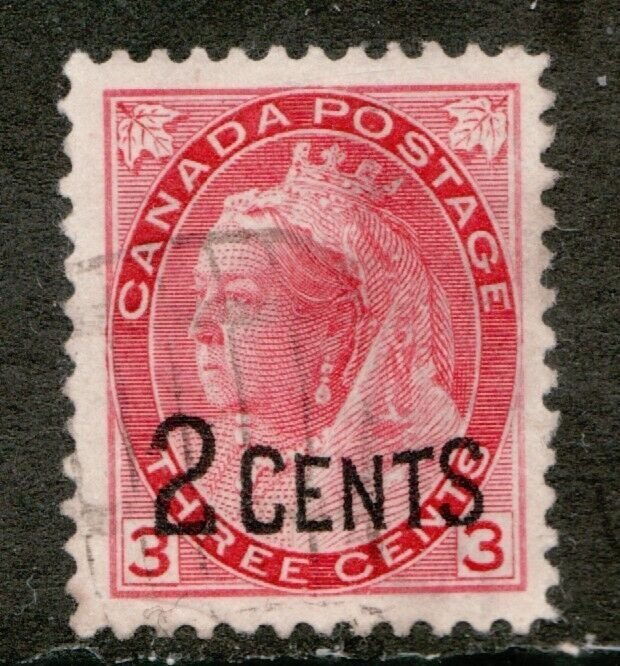 1899 Canada Sc #88 - Queen Victoria 2¢ Provisional ovpt - Used postage stamp