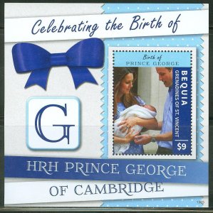 BEQUIA  2013 BIRTH OF PRINCE GEORGE KATE WILLIAM S/SHEET