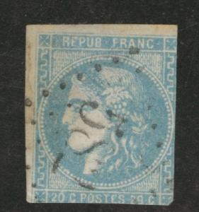 France Scott 45a Bordeaux Ceres 1871 used CV$1250 type A11